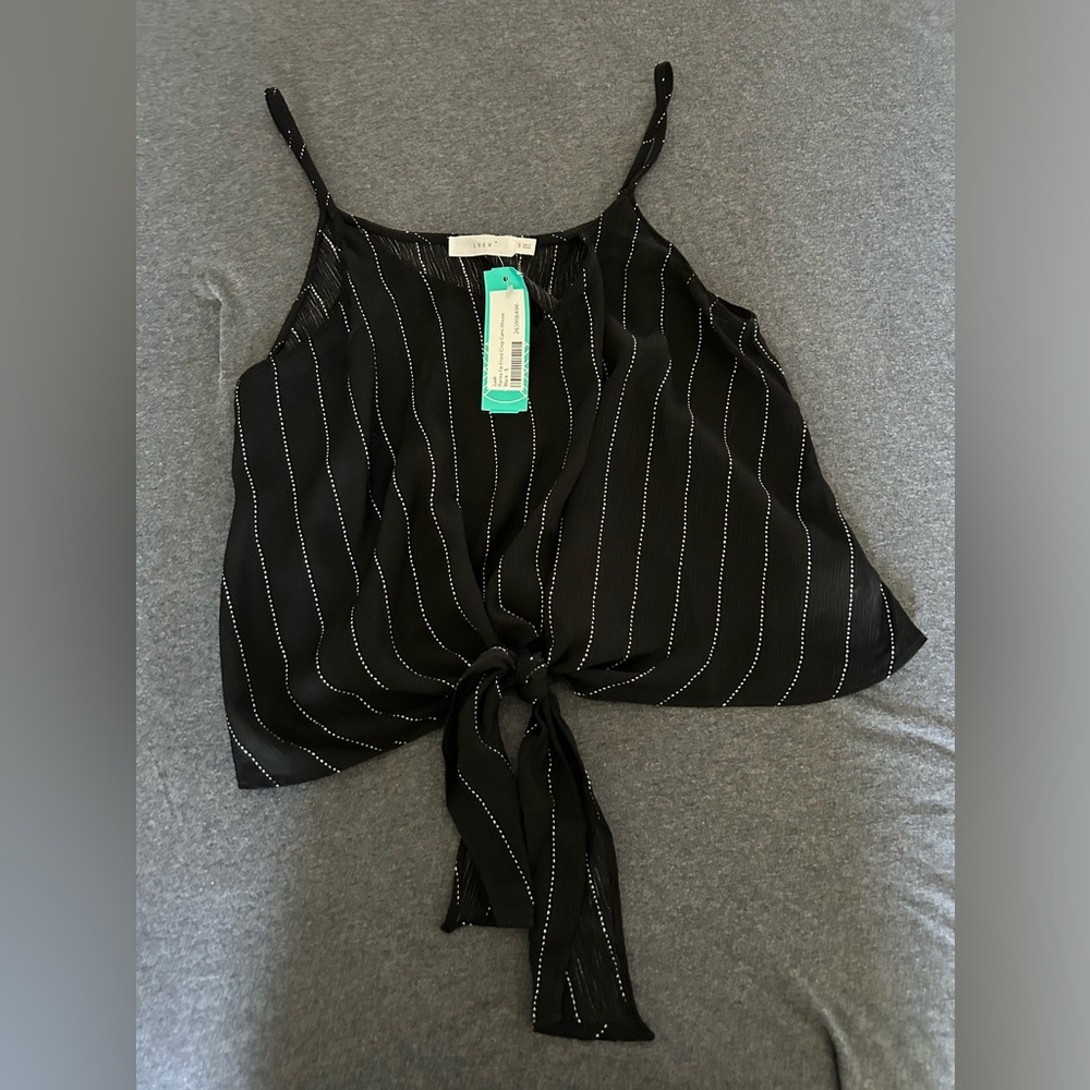Lush stripped tie front tank top